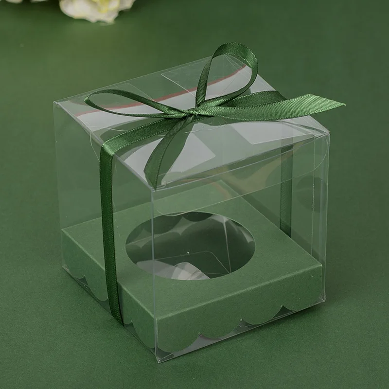 12Pcs Gold and Silver Clear Plastic Cupcake Packaging Boxes, Cake Favor Containers, Transparent Wedding Party Cupcake Boxes, Gift Boxes for Birthday, Party, Event, and Bakery Supplies 12