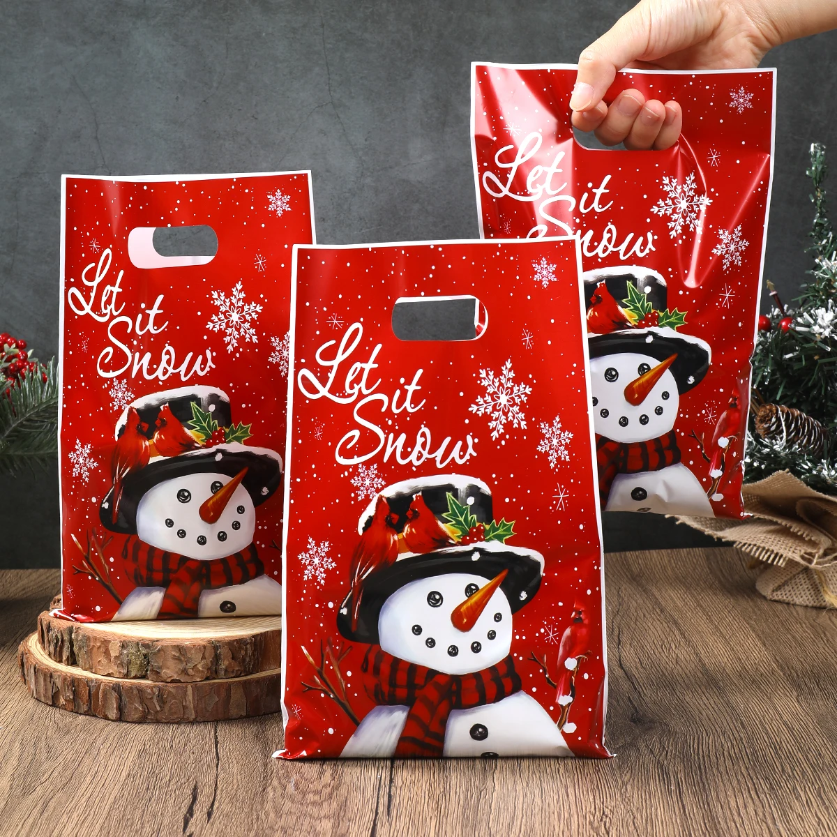 Christmas Snowman Gift Handbag Merry Christmas Decoration for Home 2025 Navidad Natal Snowflake Candy Handy Bag New Year Party Favor Shopping Tote Bolsa Regalo Sac Cadeau ساک هدیه 크리스마스 가방