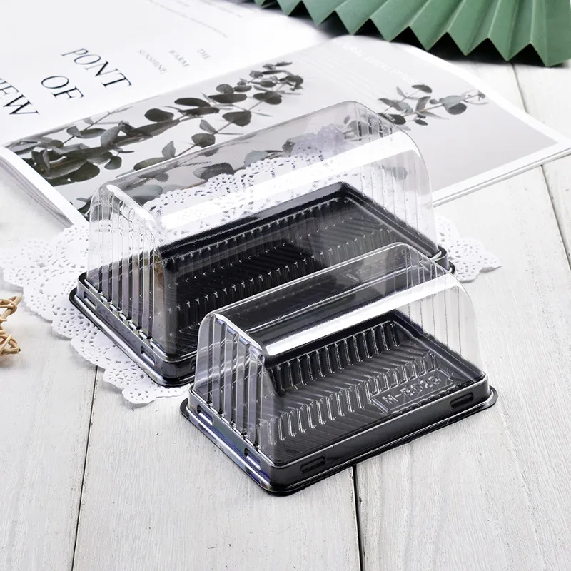 50Pcs Roll Cake Box Set with Clear Lid, Plastic Hot Dog, Sandwich, Swiss Roll, Muffin and Pastry Containers, Transparent Dessert Storage Holders for Birthday, Wedding, Party, Bakery, and DIY Treats