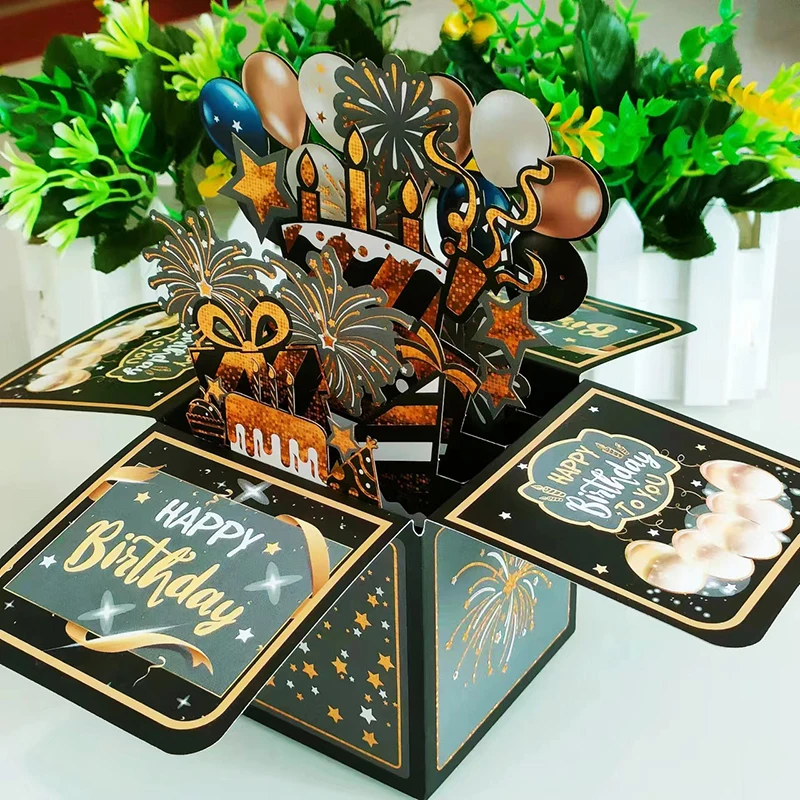 3D Pop-Up Happy Birthday Greeting Card with Envelope – Creative Gift Card & Blessing Postcard for Birthday Parties, Kids, Friends, Family, Unique Keepsake Greeting for Special Celebrations & Party Gifts