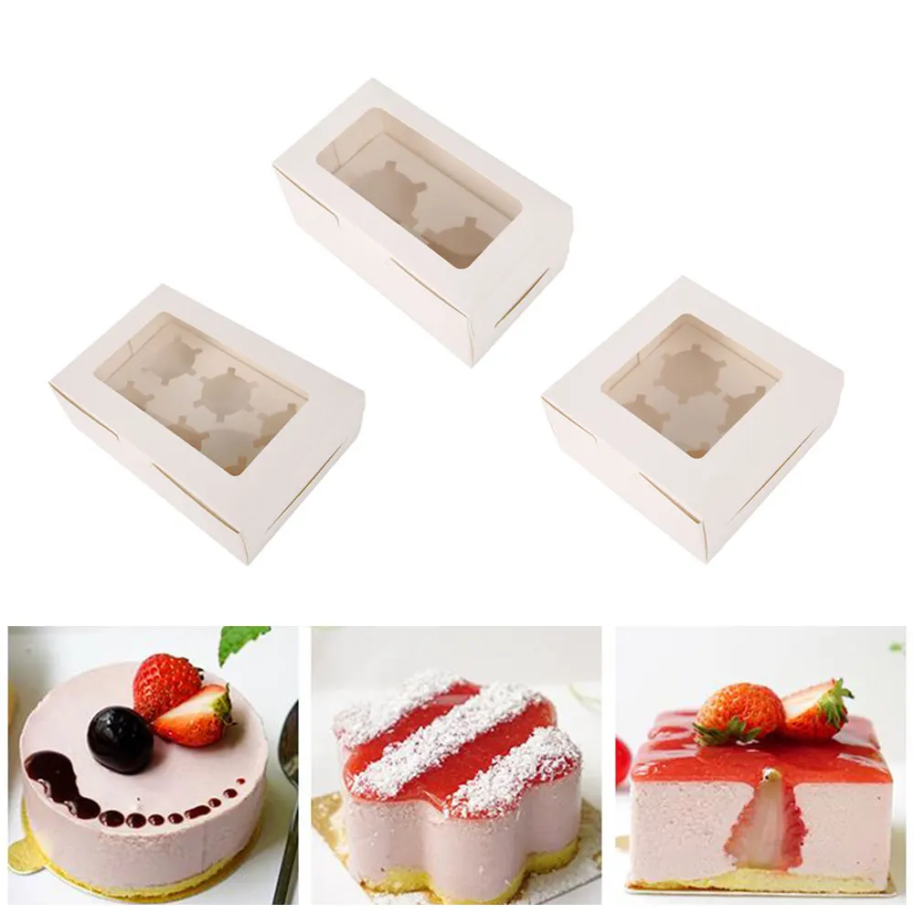 Cupcake Boxes with Inserts, Clear Window Cake Boxes, Cupcake Carrier with 2/4/6 Holes, Muffin Boxes for Holidays, Birthday Parties, Wedding Desserts, Pastry Packaging, Portable Cake Holder for Home and Bakery Use - 图片 6