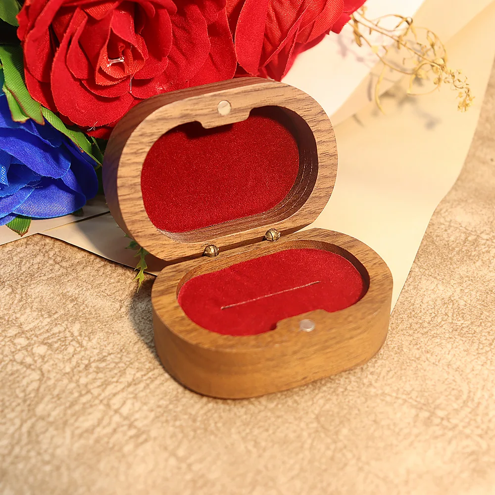 Handmade Rustic Wooden Wedding Ring Box with Velvet Interior and Magnetic Closure – Walnut Jewelry Packaging Case for Proposal, Engagement, Christmas Gift, and Elegant Ring Display Storage - 图片 19