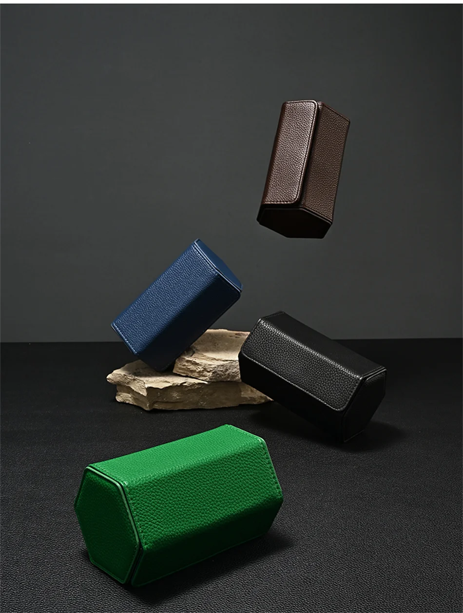 Travel Watch Organizer | Dual Watch Storage Bag Premium PU Leather Travel Watch Box, Portable Wrist Watch Organizer Gift Case, Double Slot Luxury Watch Packaging Bag for Men and Women 14