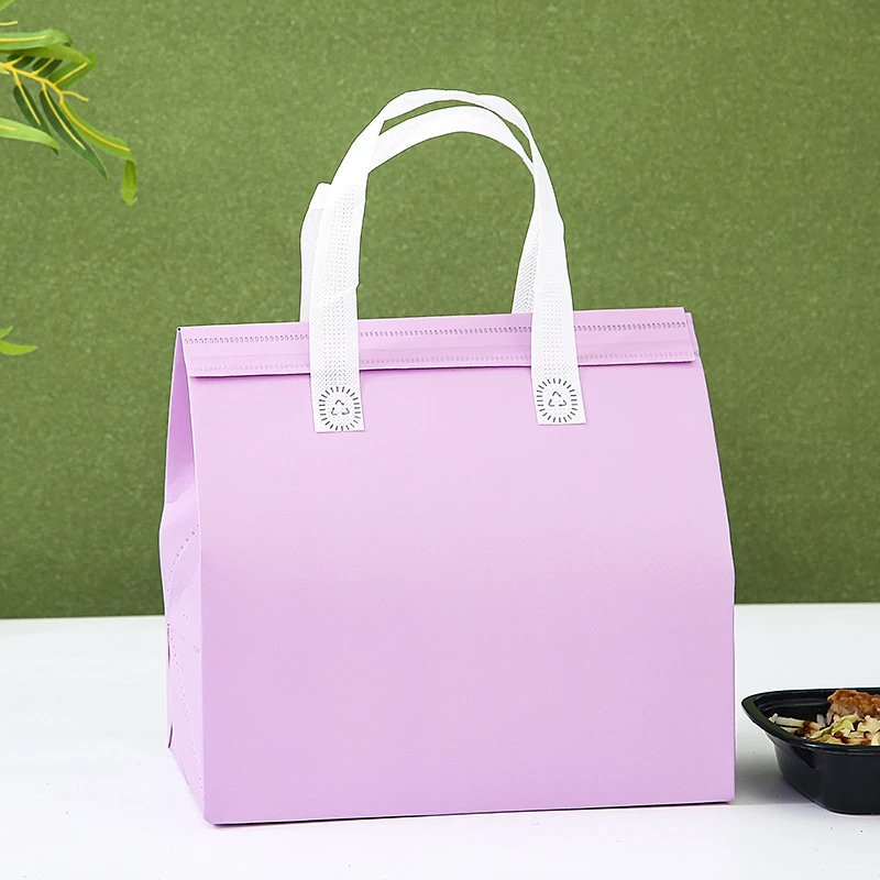 10pcs Non-Woven Insulated Tote Bags Reusable Fabric Pouches for Food, Cake, Drinks, Grocery Delivery, Hot and Cold Storage, Portable Lunch Carrier, Picnic, Baking, and Eco-Friendly Packaging - 图片 9