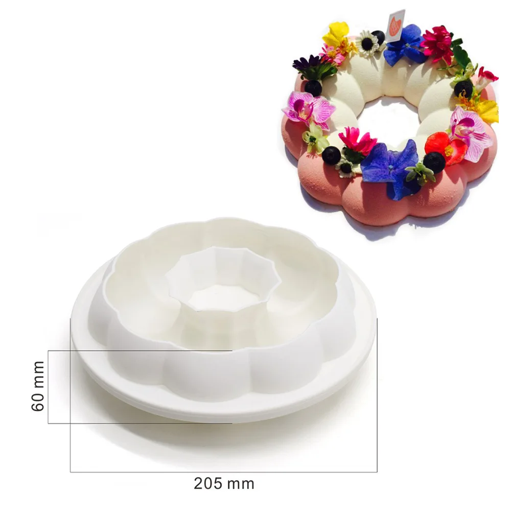 Round Corrugated Big Flower Mousse Cake Mold Taiji Design Silicone Mold for DIY Chocolate, Pudding, French Desserts, and Baking, Flexible Non-Stick Pastry Tool for Creative Home Baking and Party Treats - 图片 15