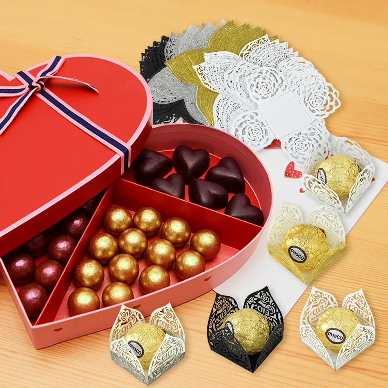 10/20Pcs Eid Mubarak Candy Boxes – Hollow Design Chocolate Trays, Truffle Wrapping Boxes, Treat Packaging for Sweets, Chocolates, Islamic Muslim Festival Party Favors and Holiday Decorations