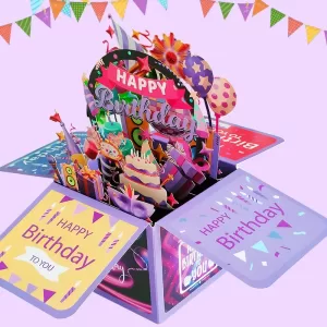 3D Pop-Up Happy Birthday Greeting Card with Envelope – Creative Gift Card & Blessing Postcard for Birthday Parties, Kids, Friends, Family, Unique Keepsake Greeting for Special Celebrations & Party Gifts