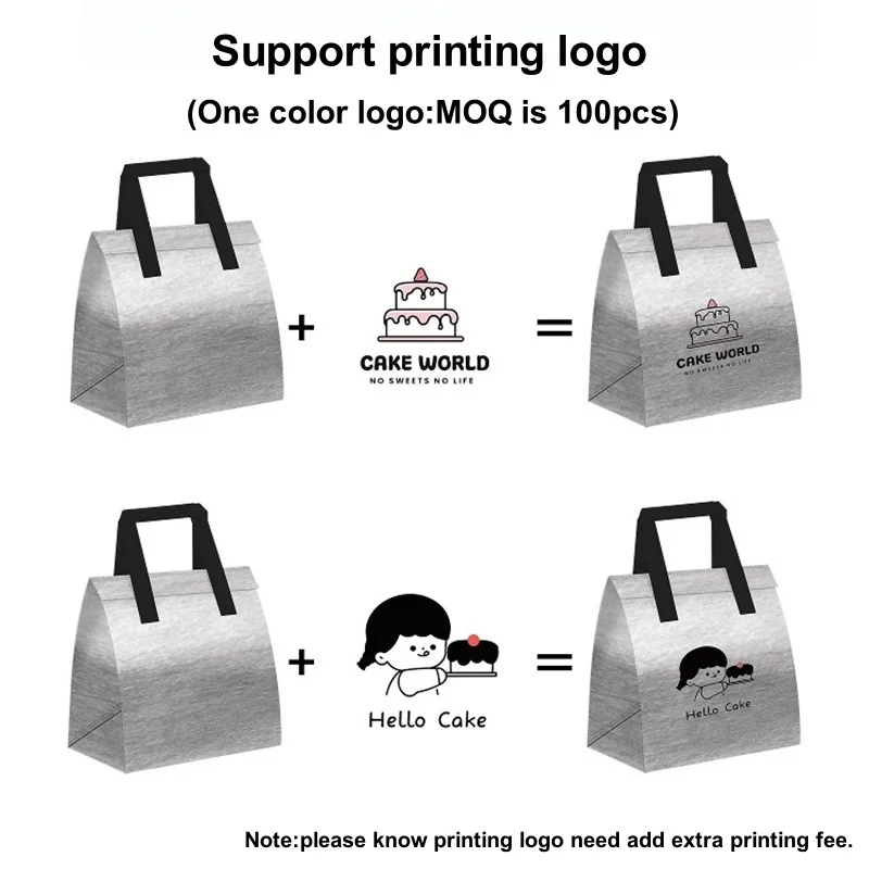 10pcs Grey/Silver Non-Woven Insulated Tote Bags – Portable Reusable Fabric Pouches for Food, Snacks, and Beverages, Thermal Carrier Keeps Hot or Cold, Perfect for Delivery, Picnic, Grocery, Work, School - 图片 6