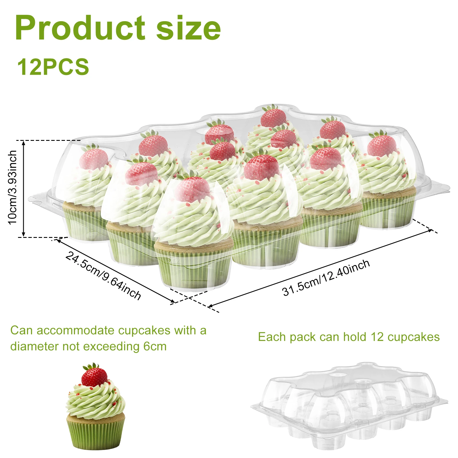 12/24Pcs 12-Hole Clear Plastic Cupcake Containers with Detachable Lids, Stackable Food-Grade Cake Boxes, Transparent Cupcake and Muffin Holders for Party, Wedding, Birthday, Bakery, and Event Supplies - 图片 4