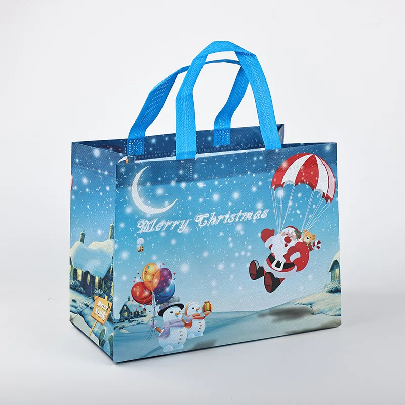 New Plaid Christmas Candy Gift Bags | Cute Santa Claus & Snowman Pattern Non-Woven Handbag | Waterproof Reusable Holiday Gift Packaging Tote for Xmas Party Supplies Decorations - 图片 10