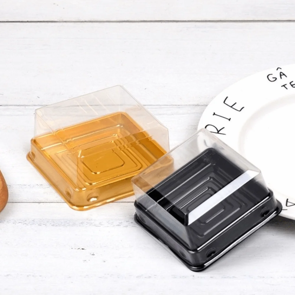 50Pcs Moon Cake Boxes, Square Plastic Cupcake and Muffin Containers, Transparent Pastry Display Boxes, 50/80/100g Clear Dessert Packaging Holders for Wedding, Birthday, Party, and Bakery Supplies