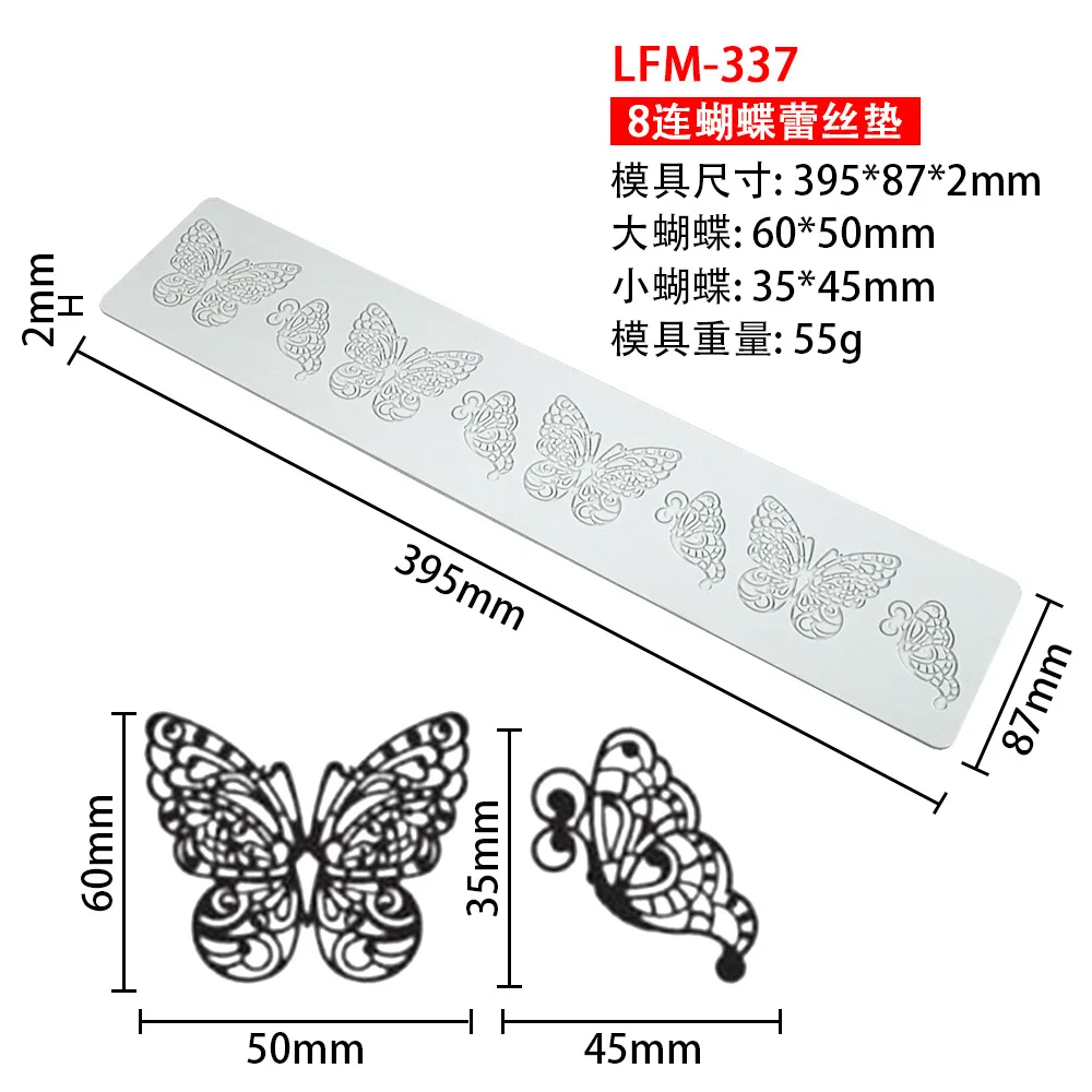 Butterfly Style Silicone Lace Pad for Sugar Flipping DIY Leaf Chocolate Thin Crisp Dessert Cake Decorating Tool Fondant Pastry Cupcake Cookie Baking Mold Kitchen Craft Tray