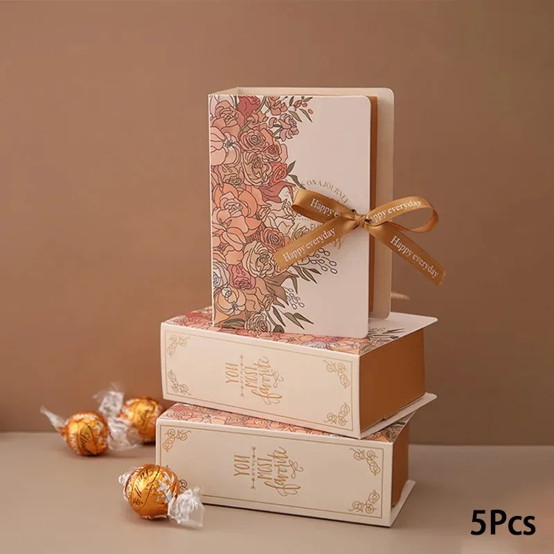 5PCS Book Shape Gift Boxes with Ribbon – Candy and Chocolate Favor Boxes, Elegant Wedding, Birthday, Mother’s Day, Party Decorations and Gift Packaging for Special Occasions - 图片 8