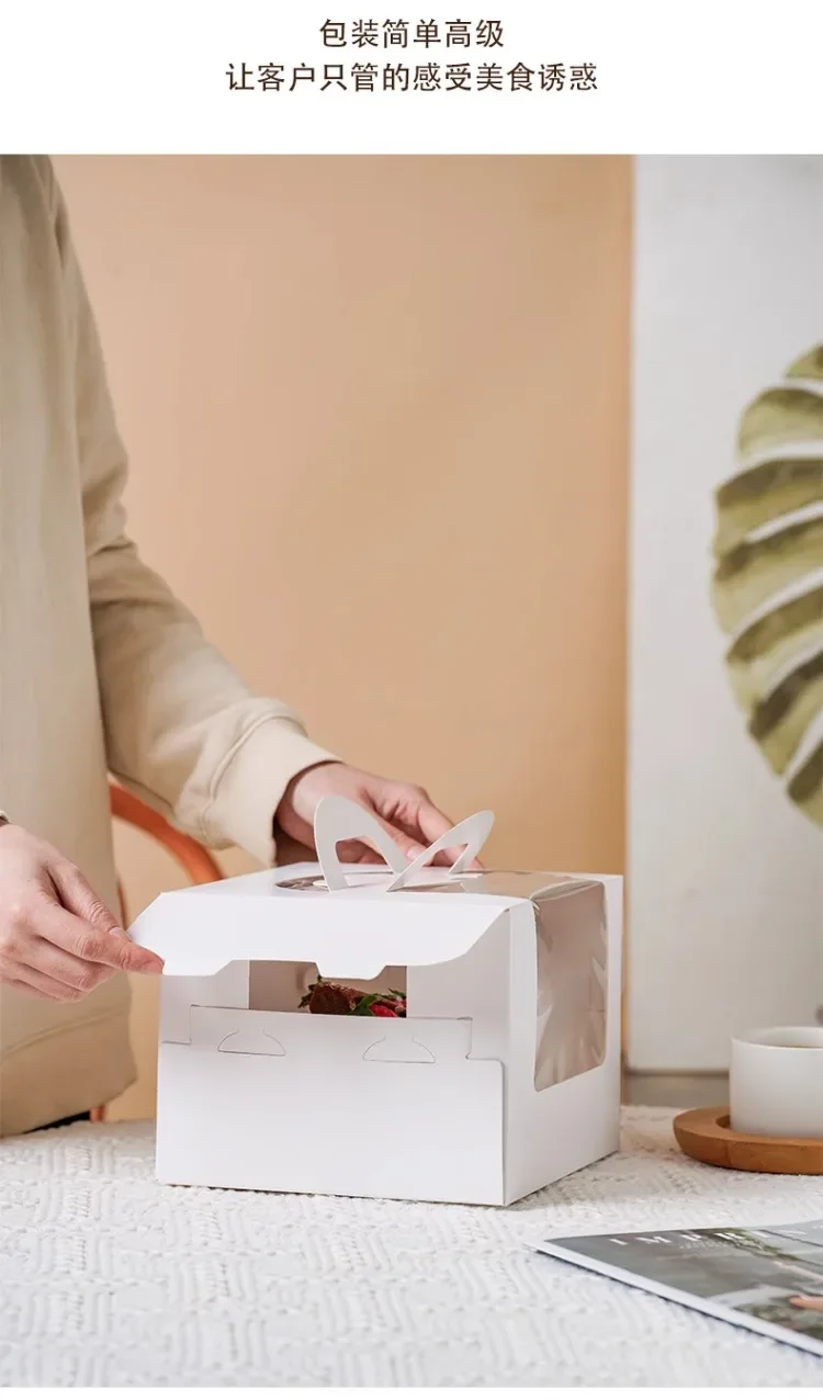 10Set Clear Window Cake Boxes in 4 and 6 Inches, High Kraft Paper and White Bakery Packaging Boxes, Foldable Birthday Cake Containers, Cupcake Muffin Pastry Dessert Storage Boxes for Baking Shops and Home 10