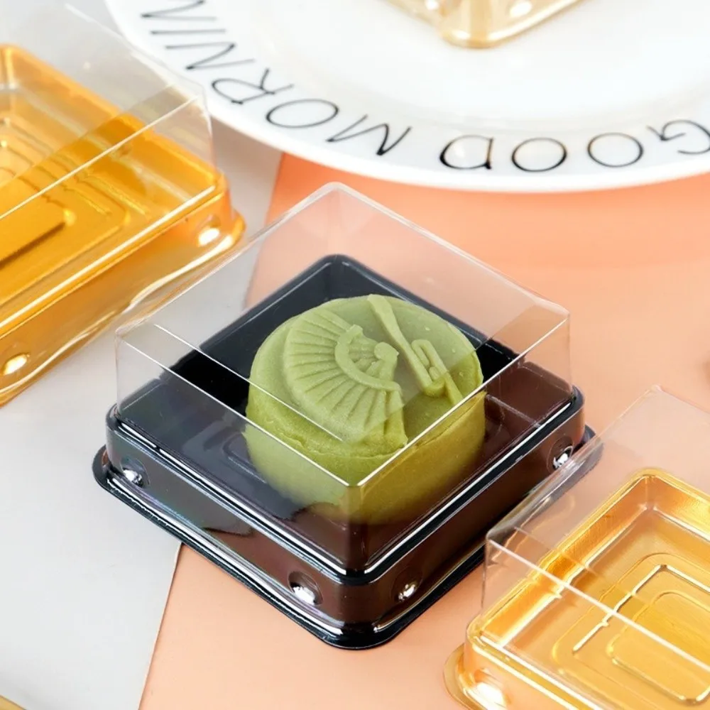 50Pcs Moon Cake Boxes, Square Plastic Cupcake and Muffin Containers, Transparent Pastry Display Boxes, 50/80/100g Clear Dessert Packaging Holders for Wedding, Birthday, Party, and Bakery Supplies