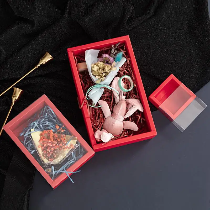 10pcs Transparent PVC Window Kraft Paper Package Boxes, Clear Dessert Drawer Box for Wedding Birthday Party Cookies Candy Cakes Exquisite Gift Packaging Display DIY Favor Storage Supplies 3