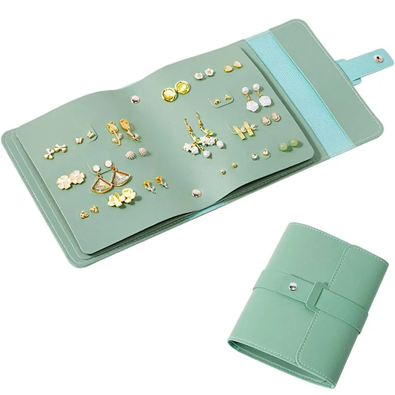 Travel Jewelry Organizer | 1PC PU Leather Ear Stud Storage Bag, Multi-Layer Jewelry Organizer, Book-Type Storage Bag for Earrings, Rings, Necklaces, and Small Jewelry Accessories, Compact Jewelry Case for Travel and Home Use