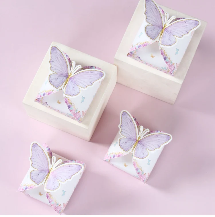 Pink Butterfly Candy Boxes – Gift Packing Bags for Girl Birthday, Baby Shower, Party Favor Boxes, Birthday Supplies, Treat Packaging, Cute Pink Decorations, DIY Gift Boxes for Kids