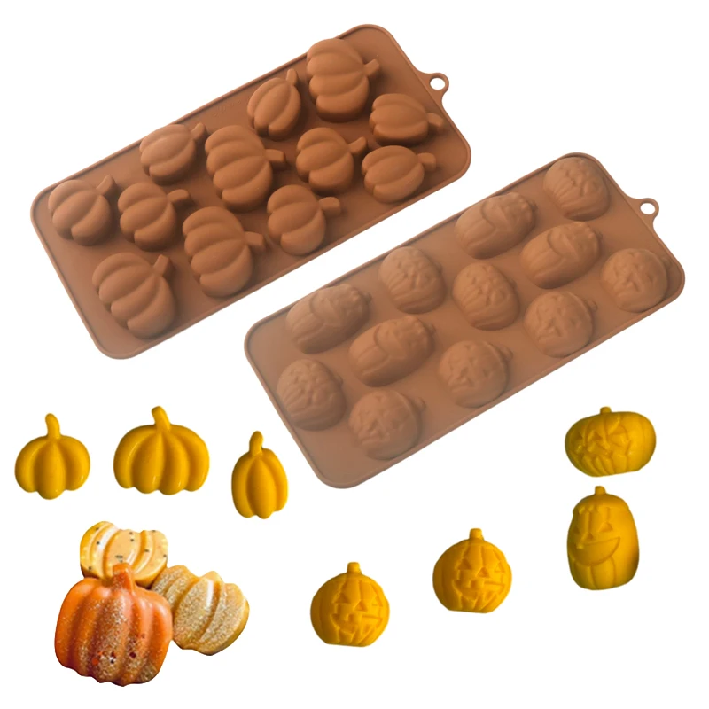 Halloween Silicone Cake Mold, Pumpkin Skull Bat Tombstone Ghost Spider Witch Shape Chocolate Mould, Non-Stick Baking Mold for Cookies, Candy, Jelly, Desserts, Party Decorations