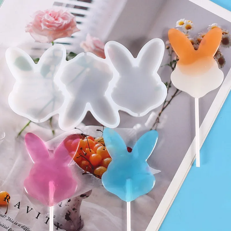 3D Easter Bunny Lollipop Silicone Mold – DIY Rabbit Design for Fondant, Chocolate, Candy, Cake Decorating, Cupcake Toppers, Sugarcraft, Baking Accessories for Easter and Holiday Treats