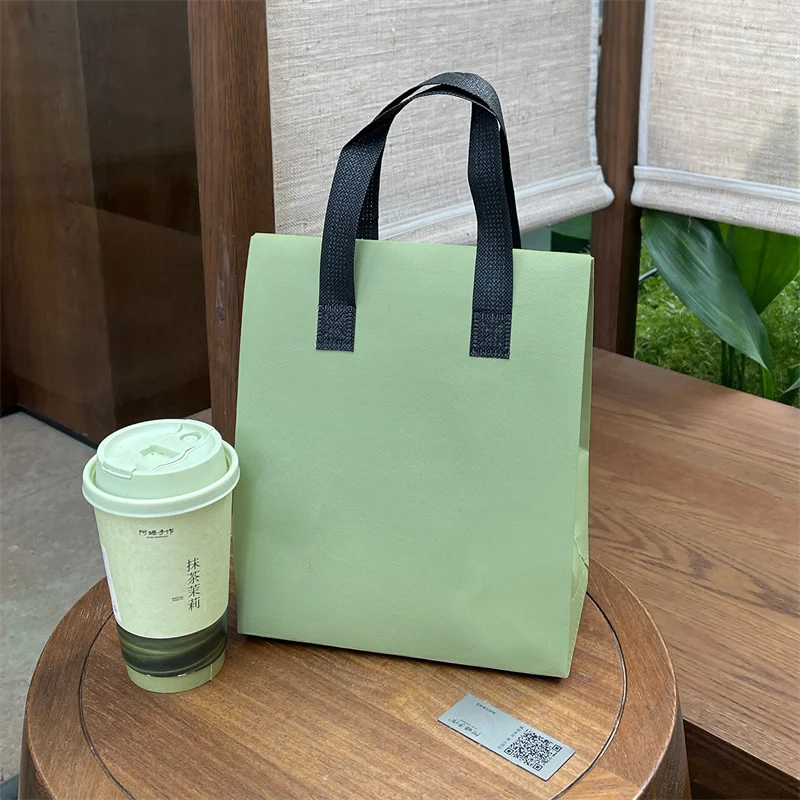 10pcs Silver Non-Woven Insulated Tote Bags, Reusable Fabric Pouches for Bread, Drinks, Food, Lunch, Grocery, Delivery, Picnic, Thermal Storage, Keep Warm or Cold, Eco-Friendly Durable Carrier - 图片 30