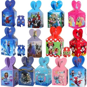 Frozen Minnie Mouse Princess Avenger Party Supplies – Candy Gift Boxes for Kids Birthday, Baby Shower, Paper Treat Boxes for Girls Boys Party Favors, Holiday Celebration and Birthday Decorations