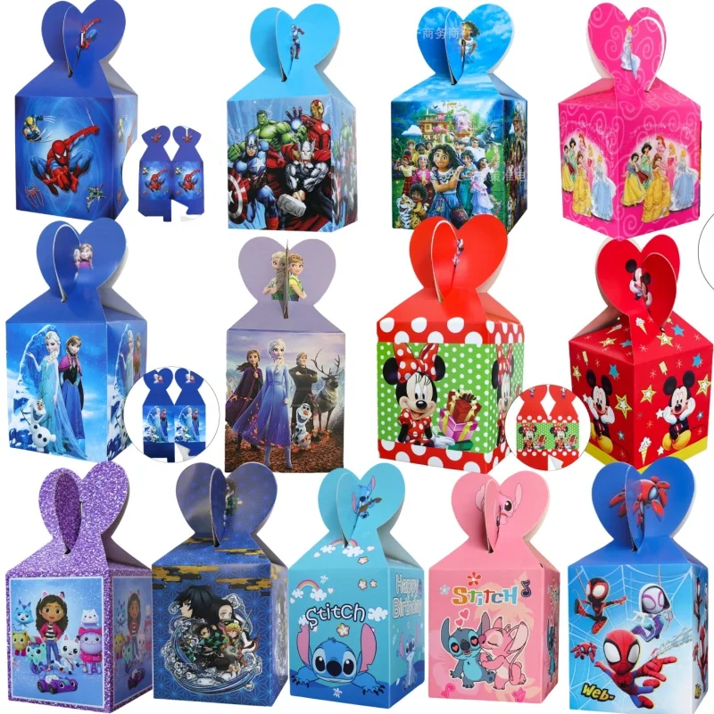 Frozen Minnie Mouse Princess Avenger Party Supplies – Candy Gift Boxes for Kids Birthday, Baby Shower, Paper Treat Boxes for Girls Boys Party Favors, Holiday Celebration and Birthday Decorations
