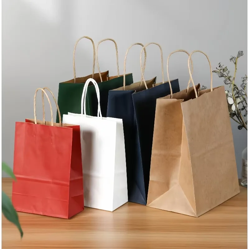 10/30PCS Holiday Birthday Wedding Party Gift Bags – Kraft Paper Colorful Gift Bags for Shopping, Candy, and Gift Packaging, Perfect for Events and Special Occasions 4