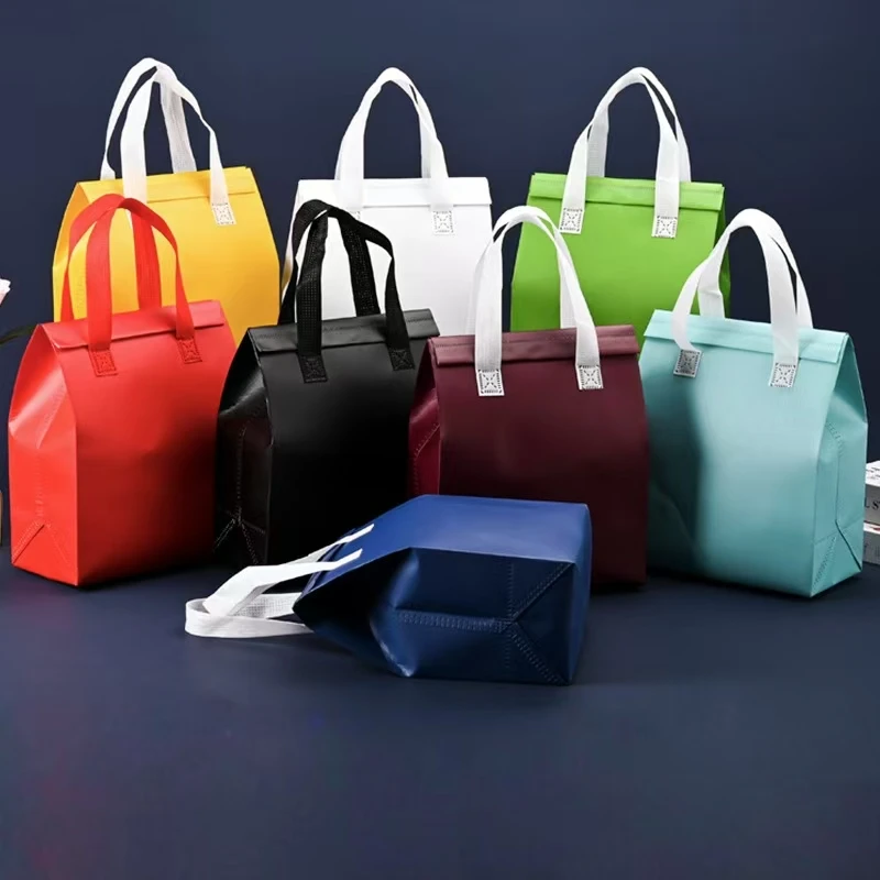 Non-Woven Tote Bag with Custom Logo, Portable Food and Drink Carrier, Insulated Lunch Bag for Cakes and Meals, Thermal Delivery Pouch to Keep Food Hot or Cold, Reusable Takeaway Bag with Handle - 图片 6