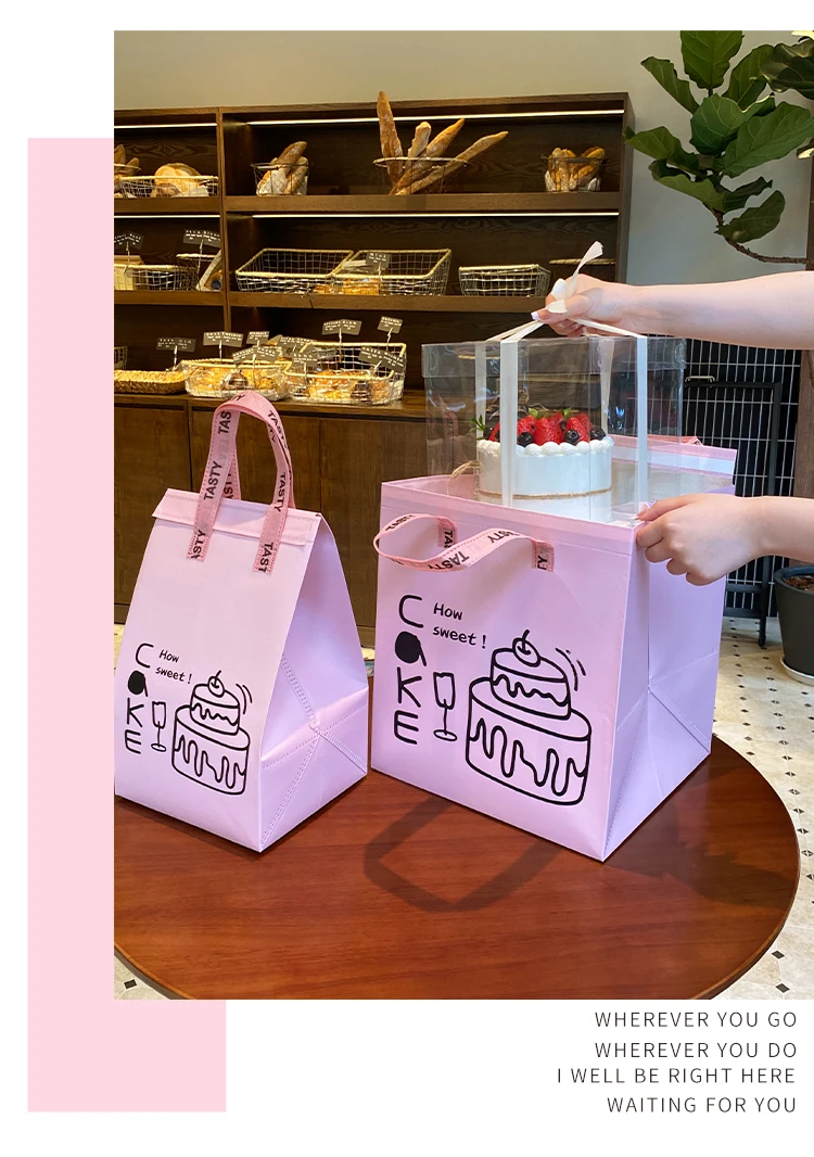 10pcs Disposable Aluminum Foil Insulated Cake Bags – Handheld Takeaway Packaging for 4/6/8/10 Inch Birthday Cakes, Portable Thermal Refrigerated Food Storage Pouches for Bakery & Delivery Use 8