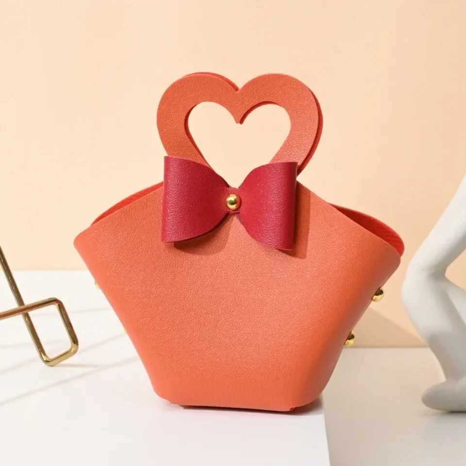 10/30 Pcs Leather Heart Sunflower Candy Bags - Mini Handbag Wedding Birthday Party Favo... - SKU CCB01502 - UGI Packaging