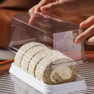 50Pack Transparent Swiss Roll and Cake Boxes, Clear Plastic Cookie and Muffin Dome Containers, Transparent Dessert Packaging Holders for Weddings, Birthday Parties, Baking, DIY Treats, and Event Supplies