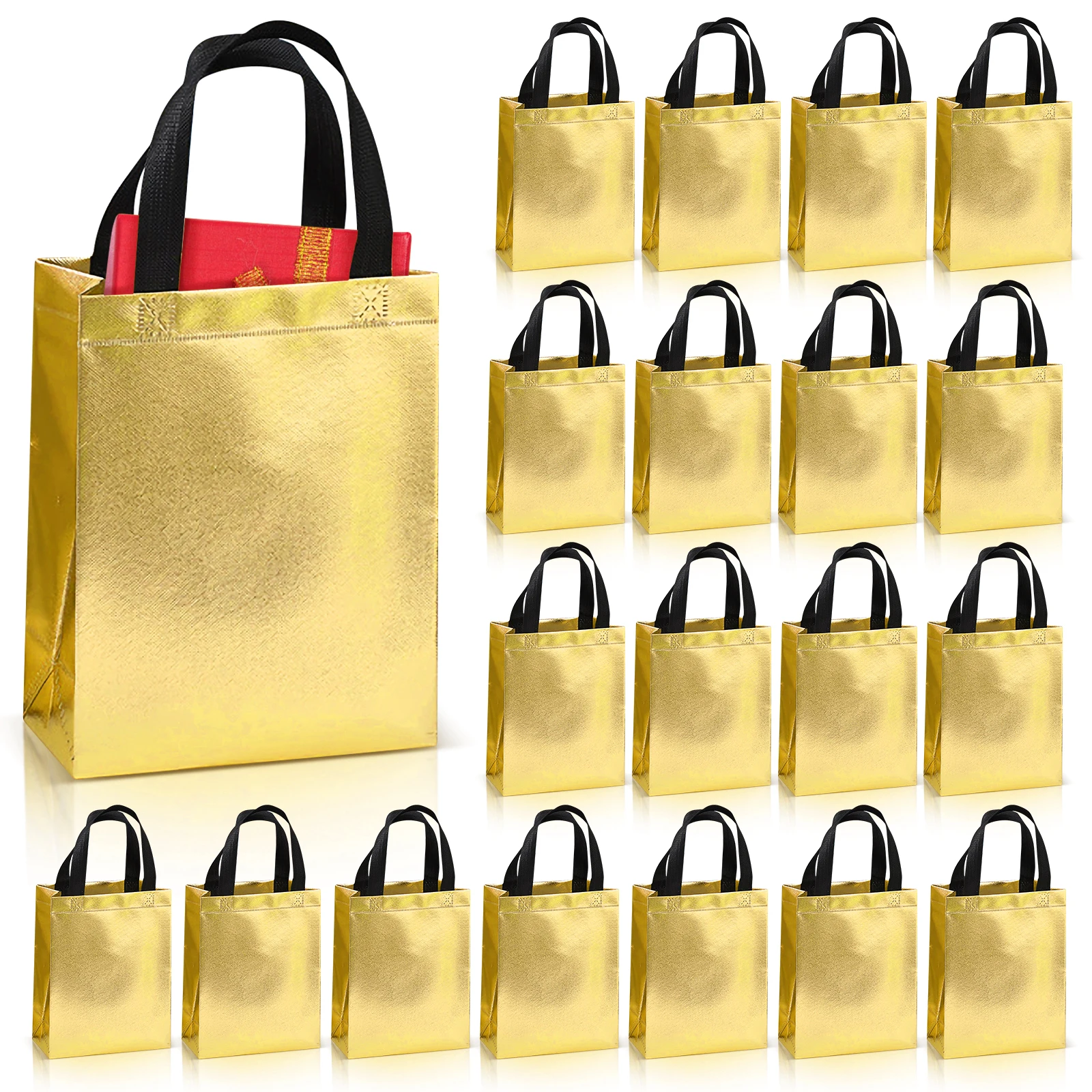 20pcs Aluminized Film Non-Woven Gift Tote Bags – Reusable Leak-Proof Shopping Bags for Mother's Day, Graduation, Party, Wedding, or Birthday Gift Packaging, Eco-Friendly and Durable 6