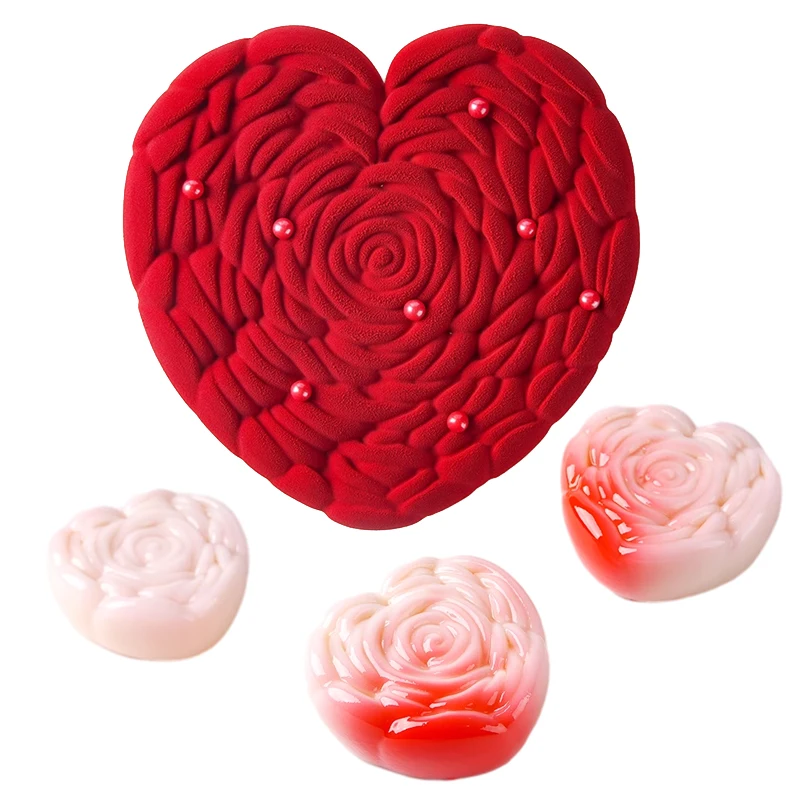 Valentine’s Day Rose Silicone Cake Mold – Non-Stick Mousse Pastry Mold for Baking, Easy Release Fondant Chocolate Candy Mould, Romantic Dessert Decorating Tools for Wedding, Party, Anniversary, Gift