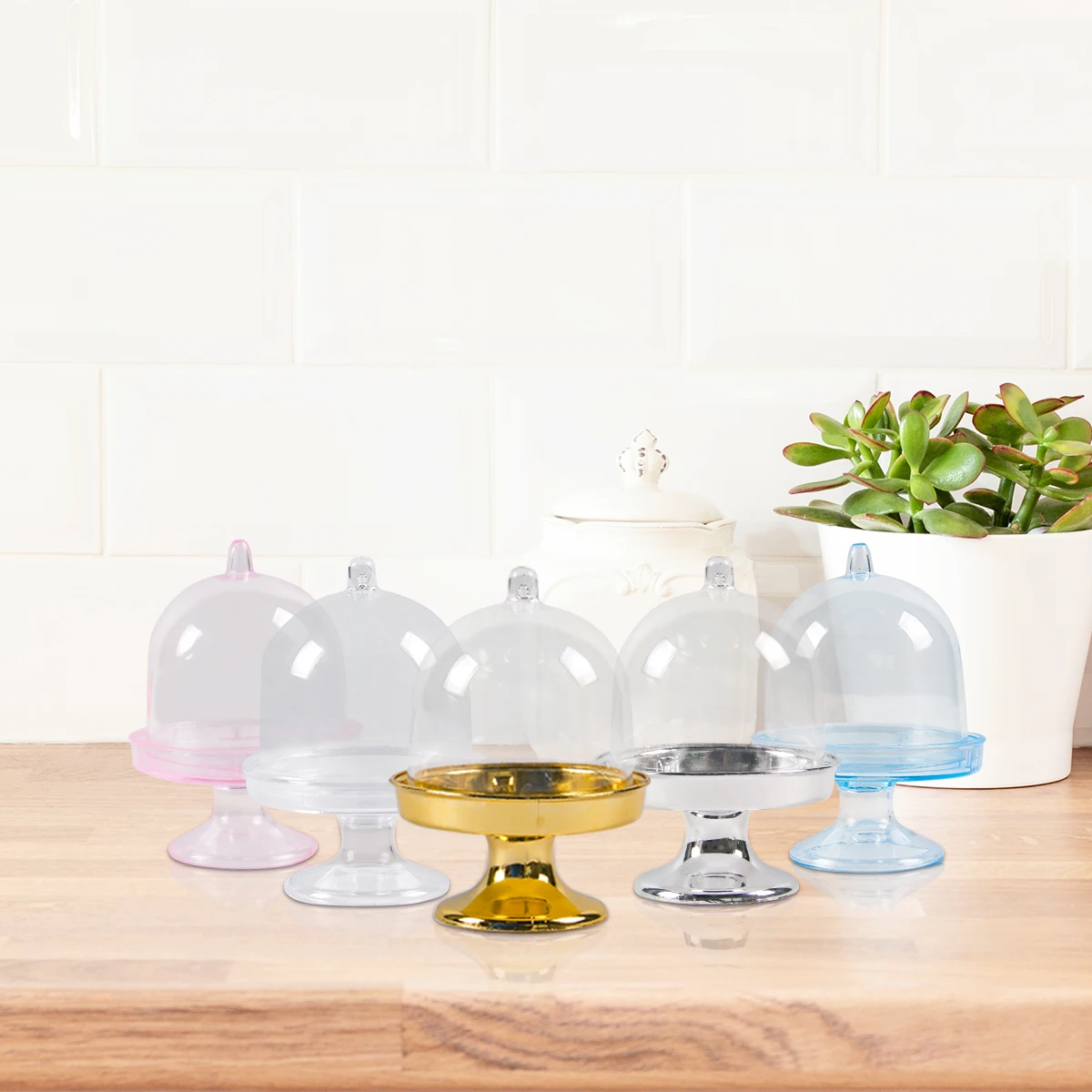 10PCS Transparent Mini Cake and Candy Stands, Cupcake Display Trays with Clear Plastic Boxes, Wedding and Birthday Dessert Packaging, Macarons, Pastries, Desktop Dessert Display, Party and Celebration Supplies - 图片 3