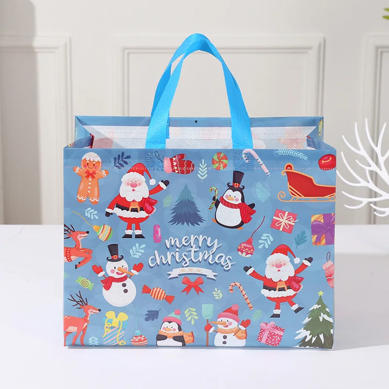 New Plaid Christmas Candy Gift Bags | Cute Santa Claus & Snowman Pattern Non-Woven Handbag | Waterproof Reusable Holiday Gift Packaging Tote for Xmas Party Supplies Decorations - 图片 25