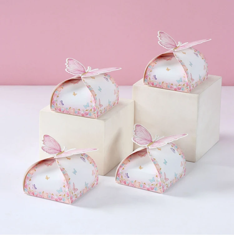 Pink Butterfly Candy Boxes – Gift Packing Bags for Girl Birthday, Baby Shower, Party Favor Boxes, Birthday Supplies, Treat Packaging, Cute Pink Decorations, DIY Gift Boxes for Kids