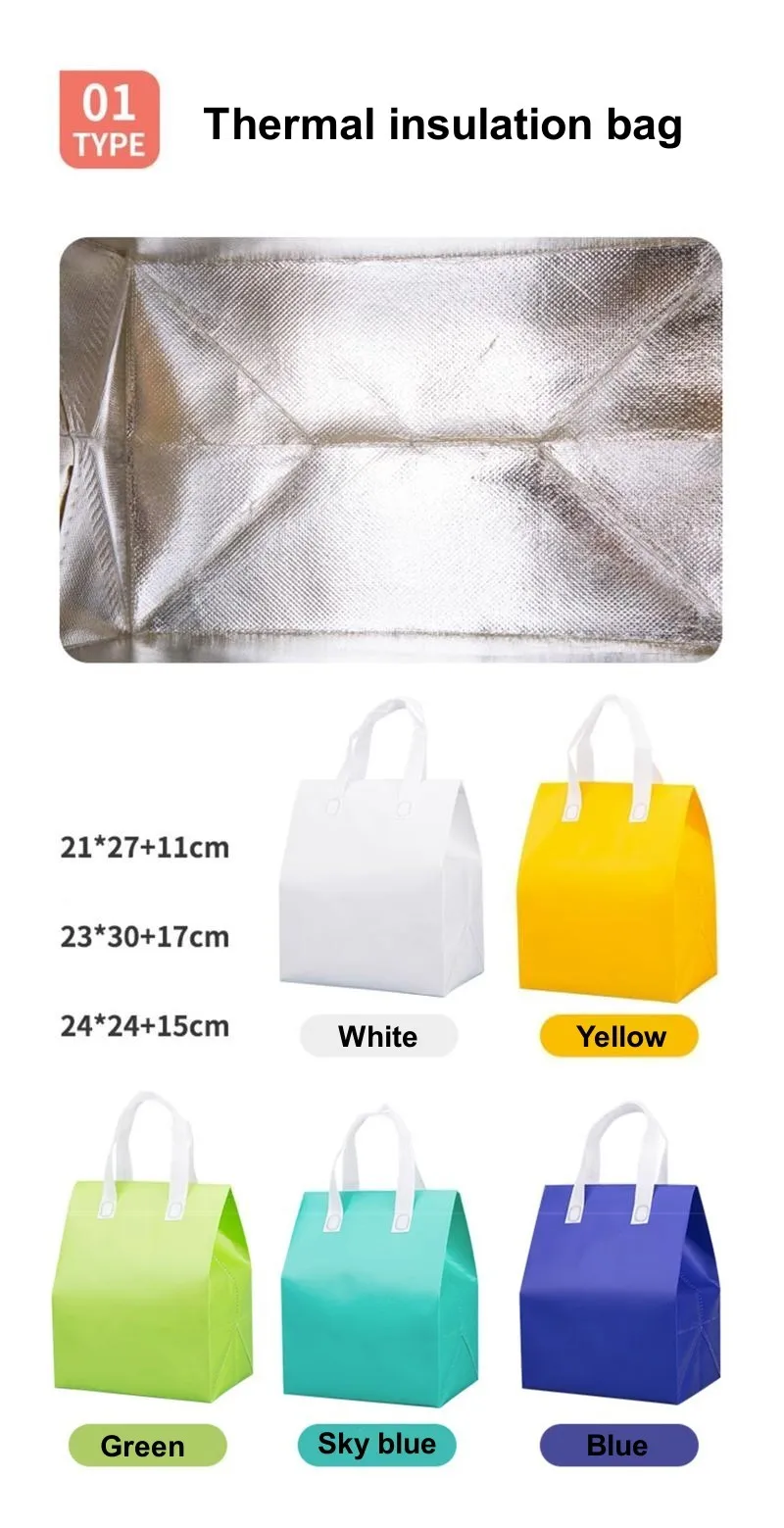 Non-Woven Tote Bag with Custom Logo – Portable Insulated Lunch and Cake Carrier, Thermal Food Delivery Takeaway Bag with Handles, Reusable Cooler Tote for Drinks, Meals, Pastries, Picnic 3