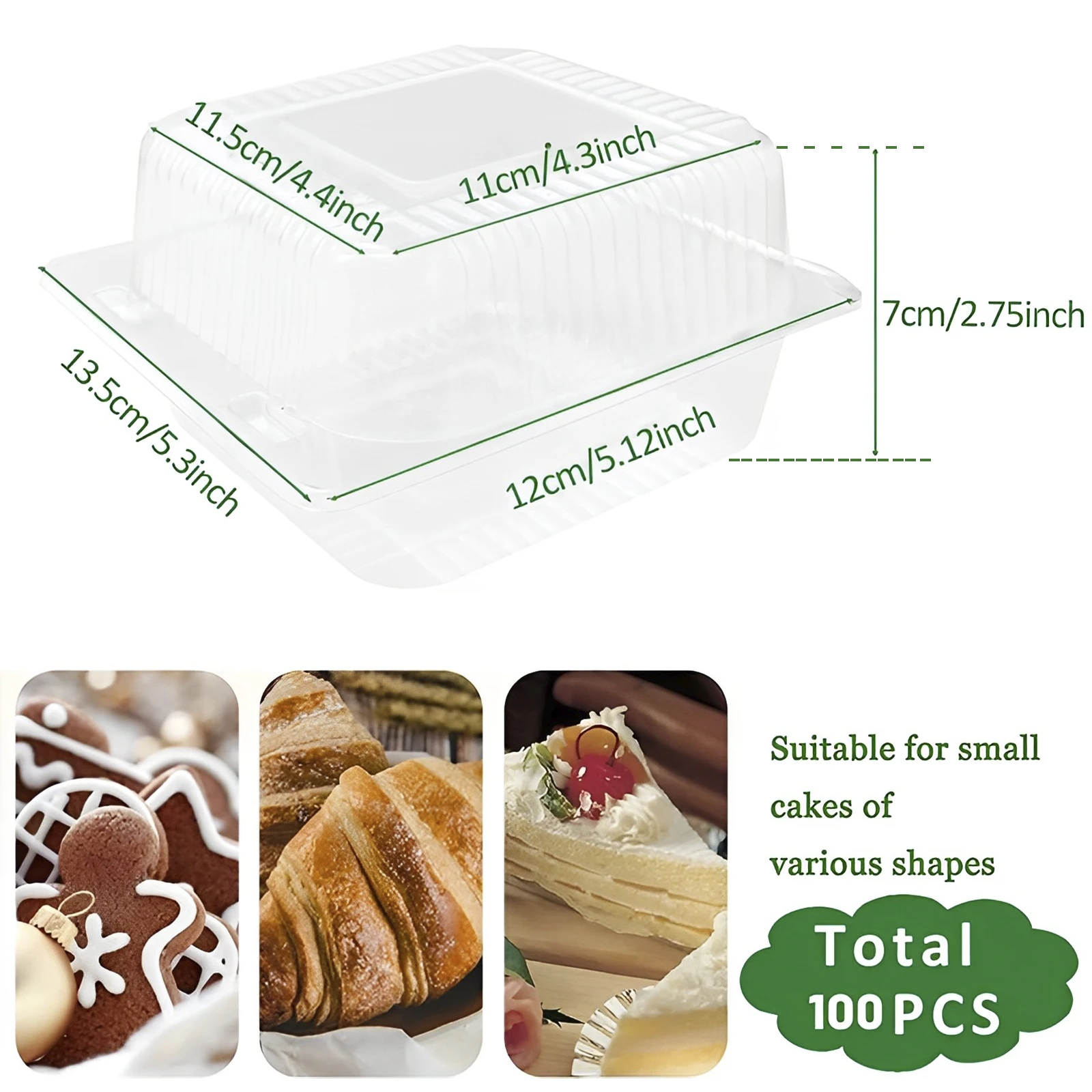 50/100Pcs Clear Cake Dessert Slice Boxes with Lids, Stackable Square Cupcake Containers, Sandwich Storage Packing Boxes for Bakery, Party, Wedding, Birthday Dessert Display and Takeaway Supplies