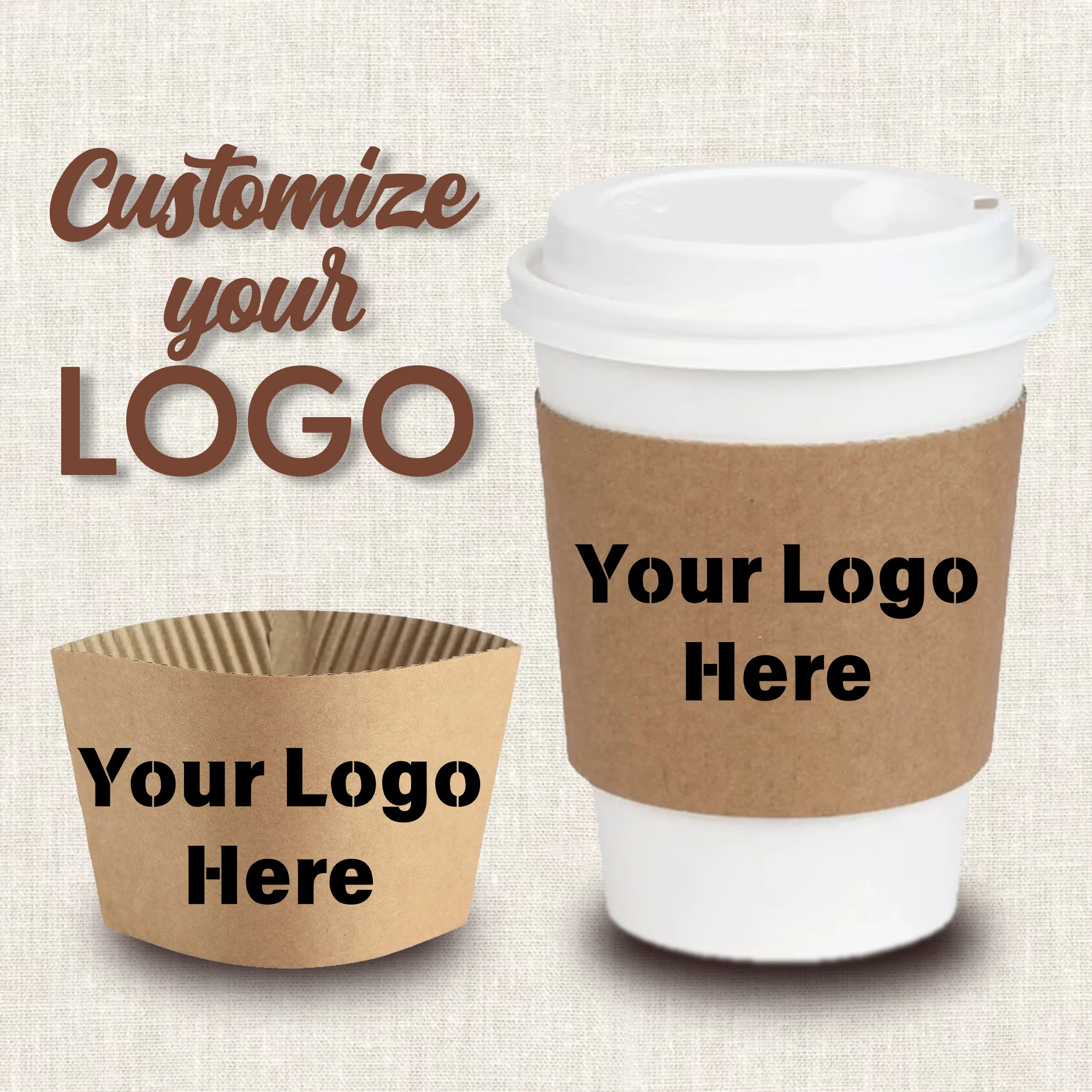Personalized Coffee Cup Sleeves Disposable Brown Kraft Heat-Insulated Cup Covers Custom for Hot and Iced Drinks Wedding Cafe Party Beverage Accessories DIY Drink Holder Supplies Personalized Coffee Cup Sleeves Disposable Brown Kraft Heat-Insulated Cup Covers Custom for Hot and Iced Drinks Wedding Cafe Party Beverage Accessories DIY Drink Holder Supplies