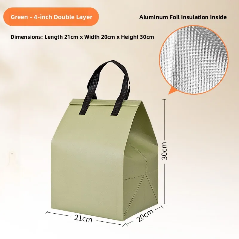 Large Capacity Aluminum Foil Insulated Bag, Disposable Thermal Cake Preservation Pouch, Heat Retention Food Storage Container, Fresh-Keeping Box for Birthday Cakes, Pastries, Catering, Delivery - 图片 10