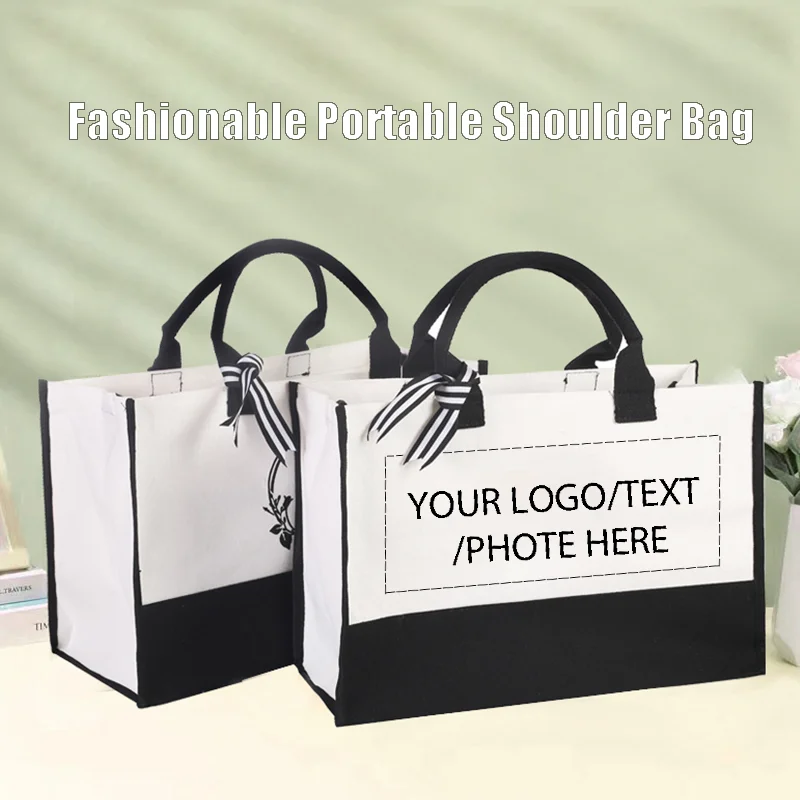 Customized Tote Bag – Large Capacity Women's Handbag with Print Letter Logo, Two-Sided Personalized Brand Canvas Cotton Linen Bag, Unique and Stylish Daily Tote Bag for Shopping, Work, and Travel Customized Tote Bag – Large Capacity Women's Handbag with Print Letter Logo, Two-Sided Personalized Brand Canvas Cotton Linen Bag, Unique and Stylish Daily Tote Bag for Shopping, Work, and Travel