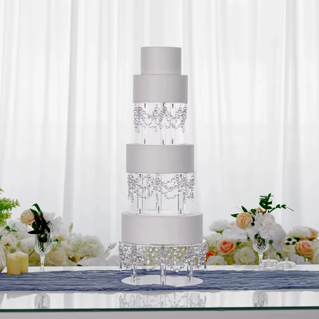 3 Pieces Luxury Transparent Dessert Cake Stand Set Tall Cake Tray Wedding Birthday Party Decoration Elegant Dessert Table Display for Wedding Events and Special Occasions - 图片 4