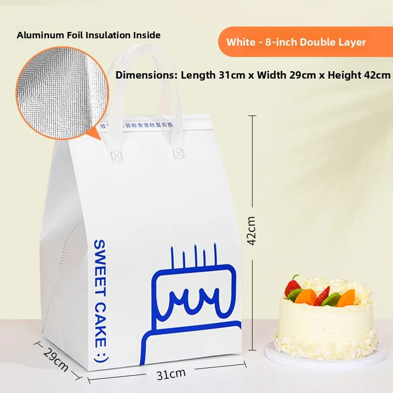 Large Capacity Aluminum Foil Insulated Bag, Disposable Thermal Cake Preservation Pouch, Heat Retention Food Storage Container, Fresh-Keeping Box for Birthday Cakes, Pastries, Catering, Delivery - 图片 7