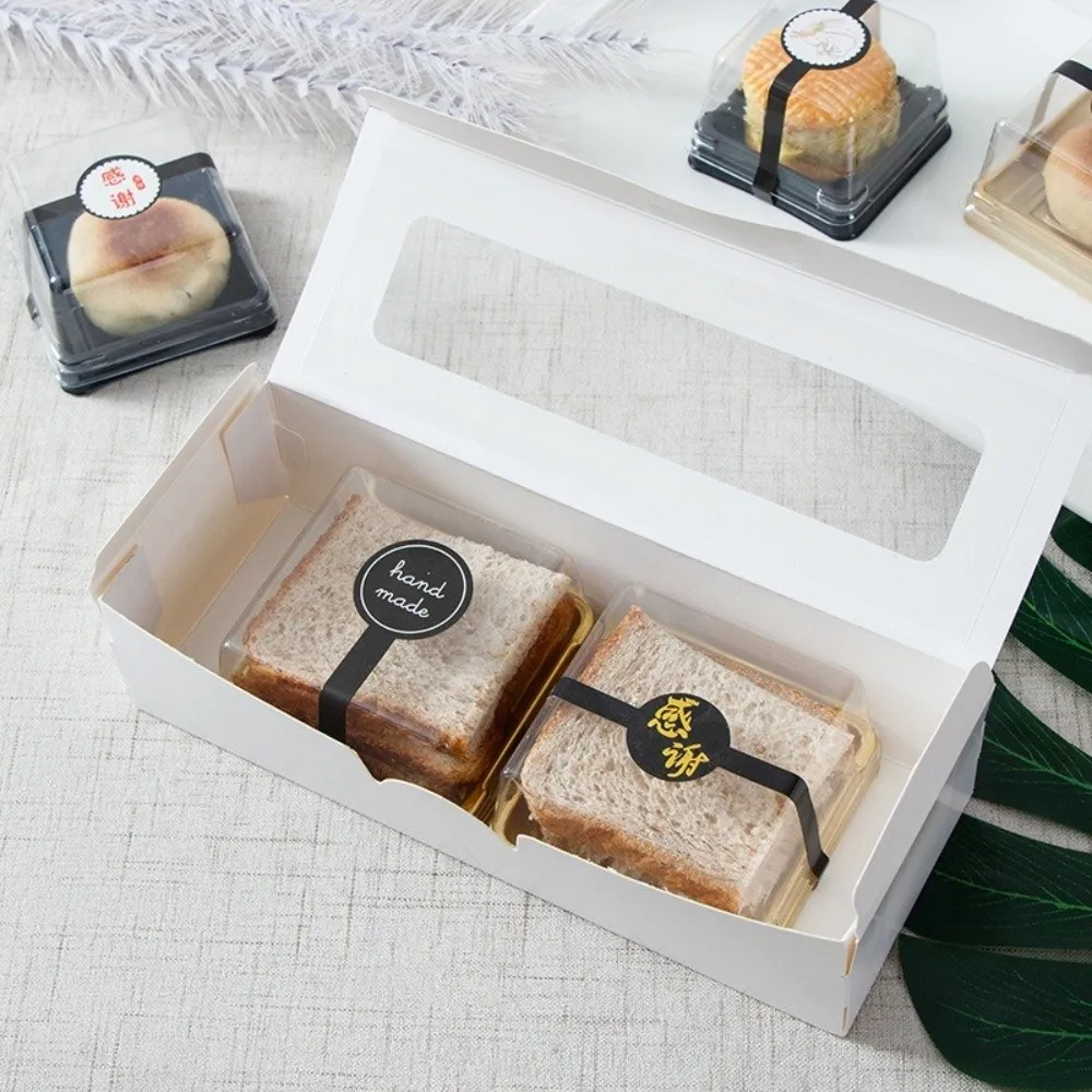 50Pcs Moon Cake Boxes, Square Plastic Cupcake and Muffin Containers, Transparent Pastry Display Boxes, 50/80/100g Clear Dessert Packaging Holders for Wedding, Birthday, Party, and Bakery Supplies