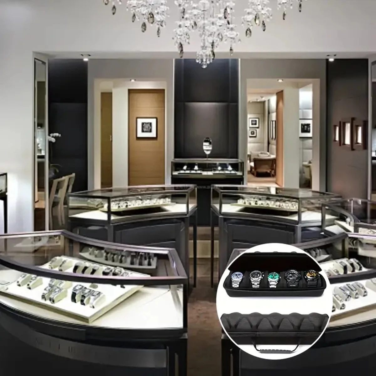 Travel Watch Organizer | 5-Slot Watch Travel Box, Hard Shell Watch Storage Organizer for Men and Women, EVA Protective Watch Carrying Case with Zipper, Portable Wristwatch Display Holder for Travel 7