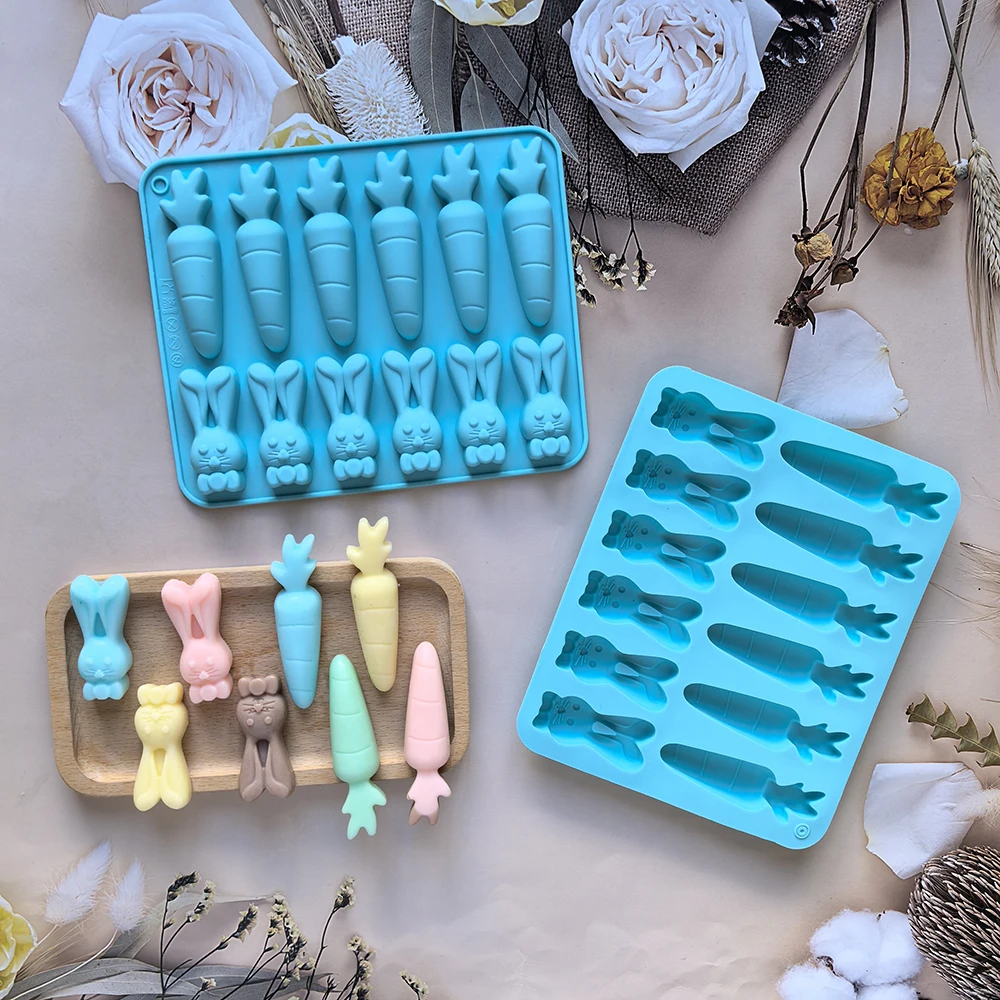 1pc Creative 12-Hole Radish and Rabbit Shaped Silicone Mold for 3D Chocolate, Pudding, Cookies, Candy, and DIY Non-Stick Baking, Flexible Food-Grade Mold for Home Baking, Party Treats, Dessert Decoration 1pc Creative 12-Hole Radish and Rabbit Shaped Silicone Mold for 3D Chocolate, Pudding, Cookies, Candy, and DIY Non-Stick Baking, Flexible Food-Grade Mold for Home Baking, Party Treats, Dessert Decoration