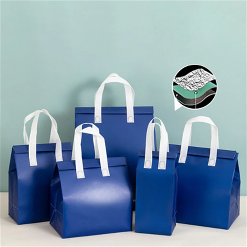 10pcs Non-Woven Insulated Tote Bags – Portable Reusable Fabric Pouches for Food, Cake, Drinks, and Snacks, Thermal Carrier Keeps Hot or Cold, Perfect for Delivery, Picnic, Grocery, Work, School - 图片 11