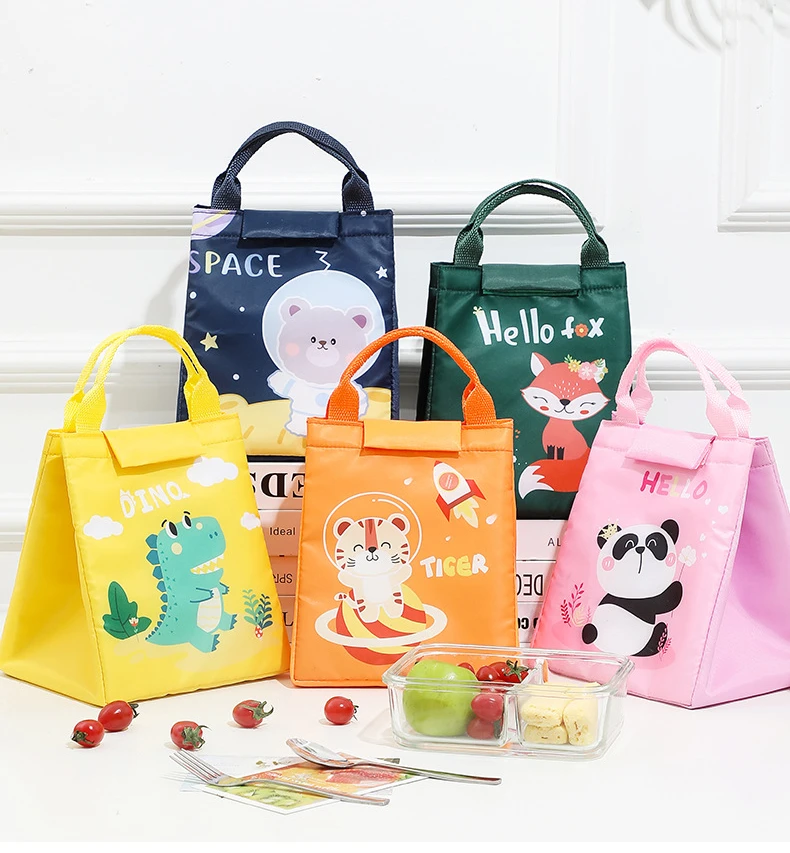 Kids Lunch Bag for School – Portable Cartoon Insulated Thermal Tote, Reusable Bento Pouch for Meals, Snacks, Drinks, and Lunches, Cooler Bag Handbag for Children, Picnic, Travel, and Daily Use