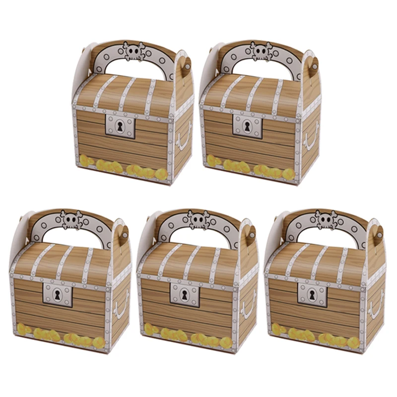 5/10/20PCS Pirate Treasure Goodies Boxes – Party Favor Boxes for Kids Pirate Theme Birthday, Halloween Party Supplies, Candy, Cookies, Biscuits, Treat Packaging, Gift Boxes and Event Decorations
